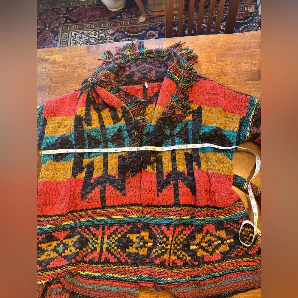 Free people Wild West southwest belted cardigan sweater Aztec xs but fits big - Picture 12 of 12